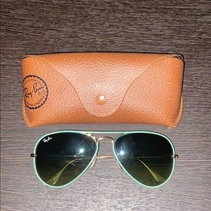 Green Gold Ray Ban Aviator Sunglasses